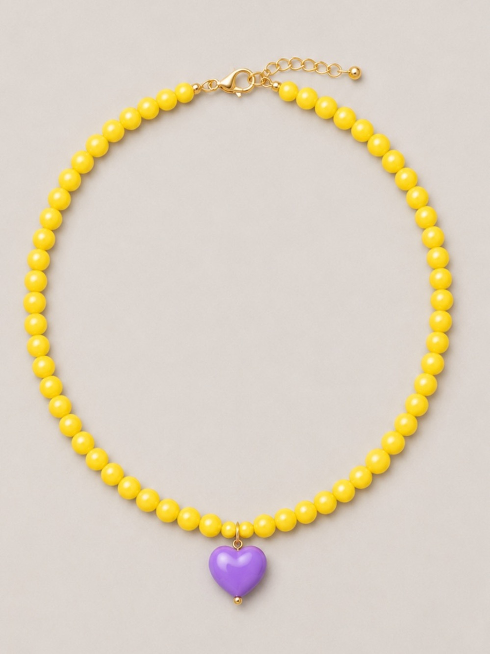 New! Yellow Beaded Purple Heart Necklace NWOT 5058